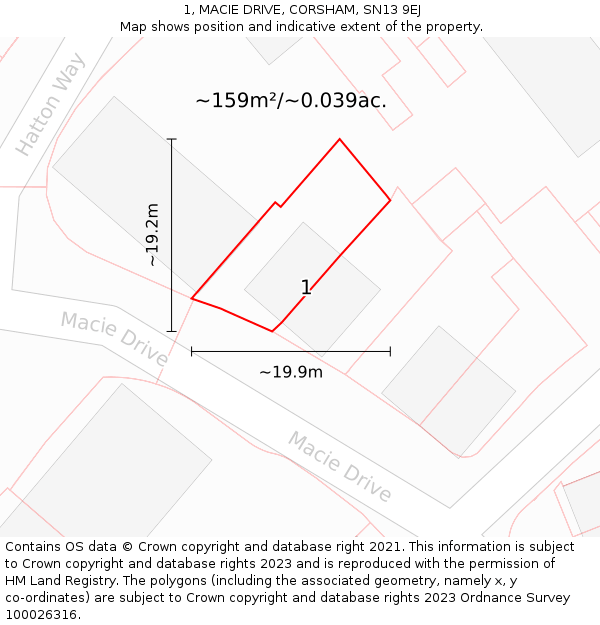 1, MACIE DRIVE, CORSHAM, SN13 9EJ: Plot and title map