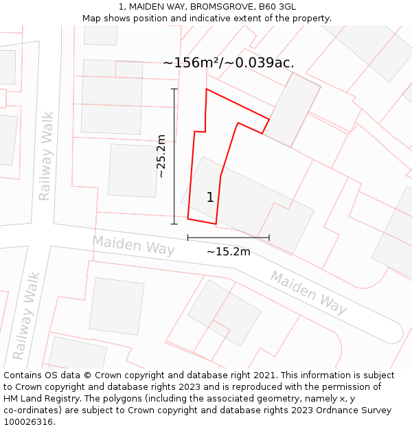 1, MAIDEN WAY, BROMSGROVE, B60 3GL: Plot and title map