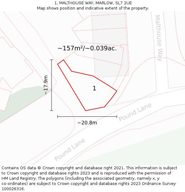 1, MALTHOUSE WAY, MARLOW, SL7 2UE: Plot and title map