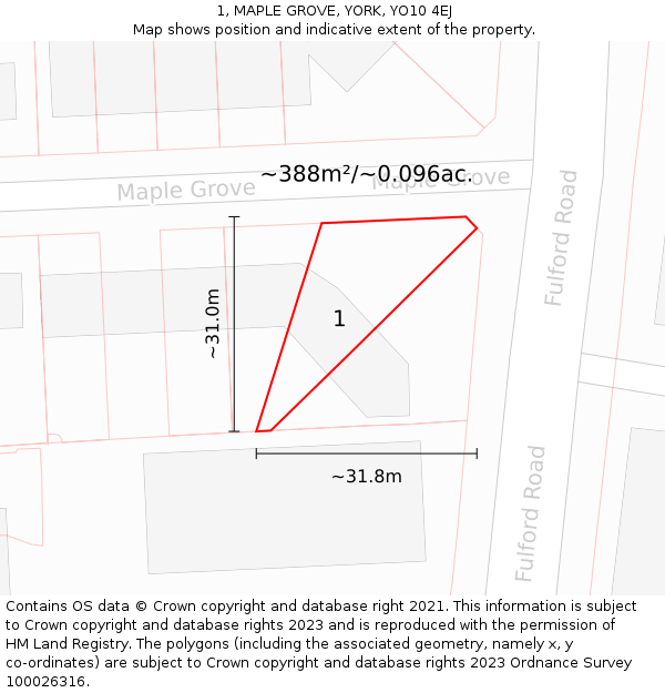 1, MAPLE GROVE, YORK, YO10 4EJ: Plot and title map