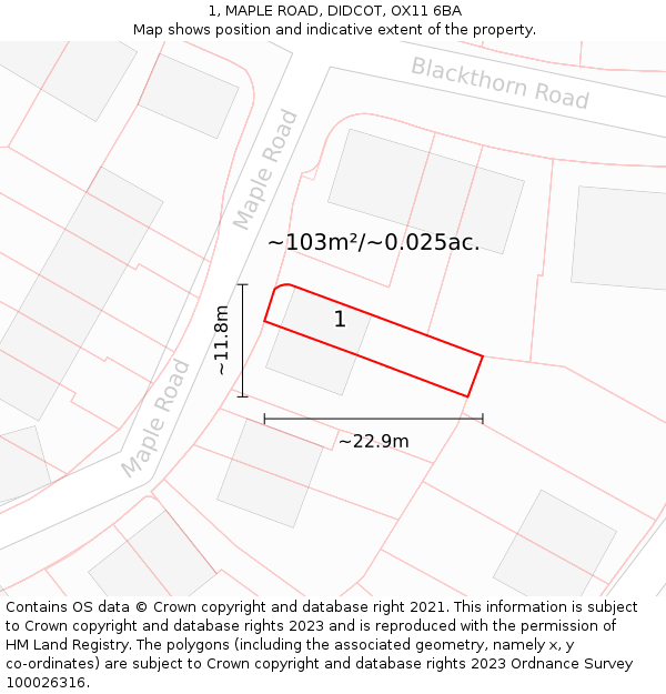 1, MAPLE ROAD, DIDCOT, OX11 6BA: Plot and title map