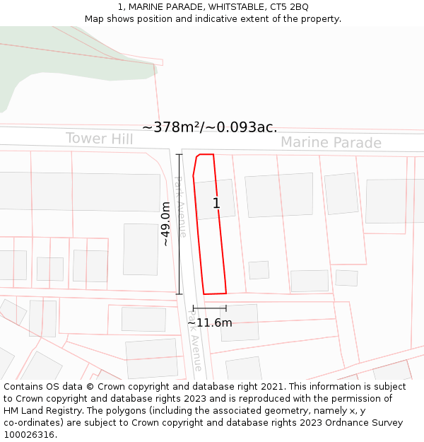 1, MARINE PARADE, WHITSTABLE, CT5 2BQ: Plot and title map