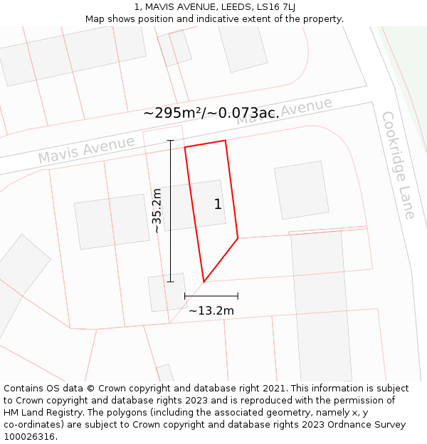 1, MAVIS AVENUE, LEEDS, LS16 7LJ: Plot and title map