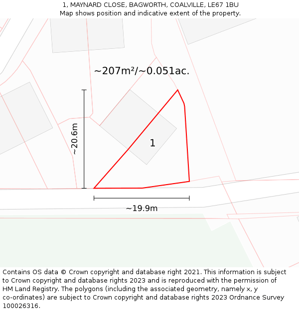1, MAYNARD CLOSE, BAGWORTH, COALVILLE, LE67 1BU: Plot and title map