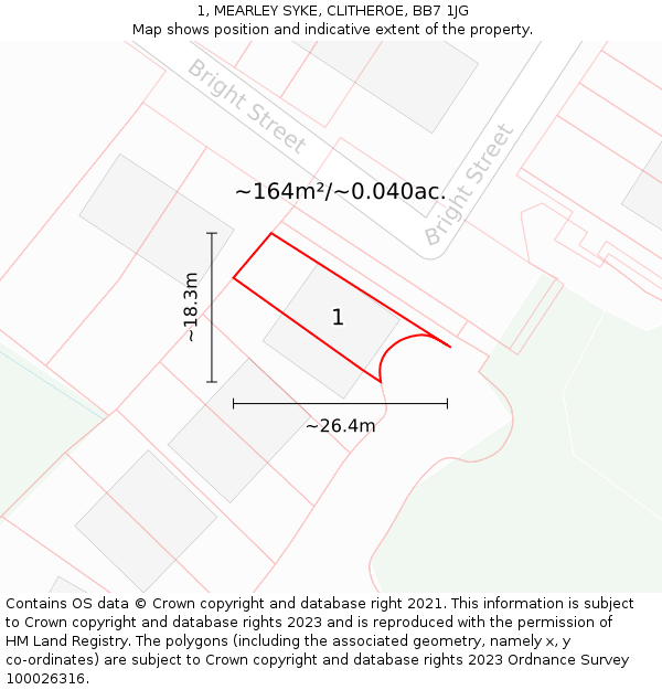1, MEARLEY SYKE, CLITHEROE, BB7 1JG: Plot and title map