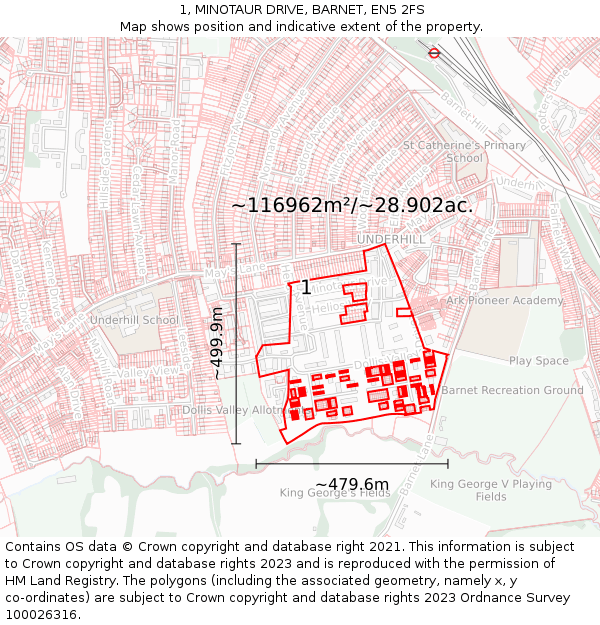 1, MINOTAUR DRIVE, BARNET, EN5 2FS: Plot and title map