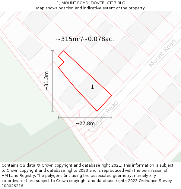 1, MOUNT ROAD, DOVER, CT17 9LG: Plot and title map