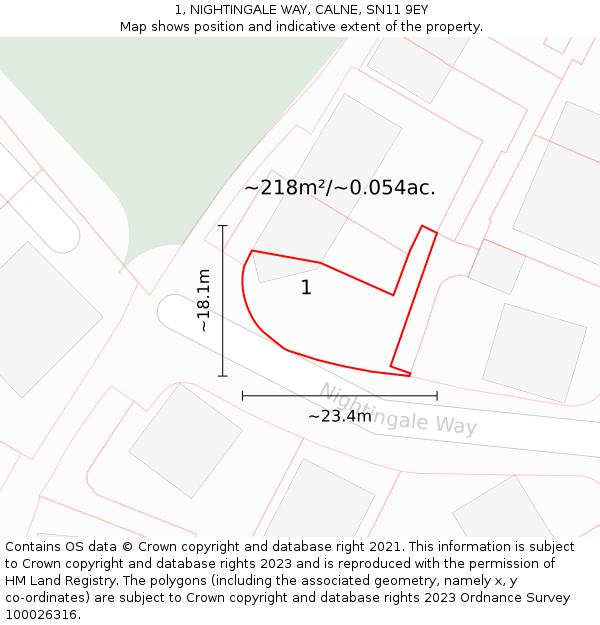 1, NIGHTINGALE WAY, CALNE, SN11 9EY: Plot and title map