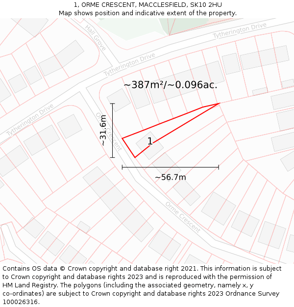 1, ORME CRESCENT, MACCLESFIELD, SK10 2HU: Plot and title map