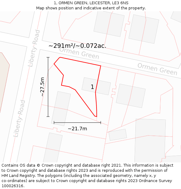 1, ORMEN GREEN, LEICESTER, LE3 6NS: Plot and title map