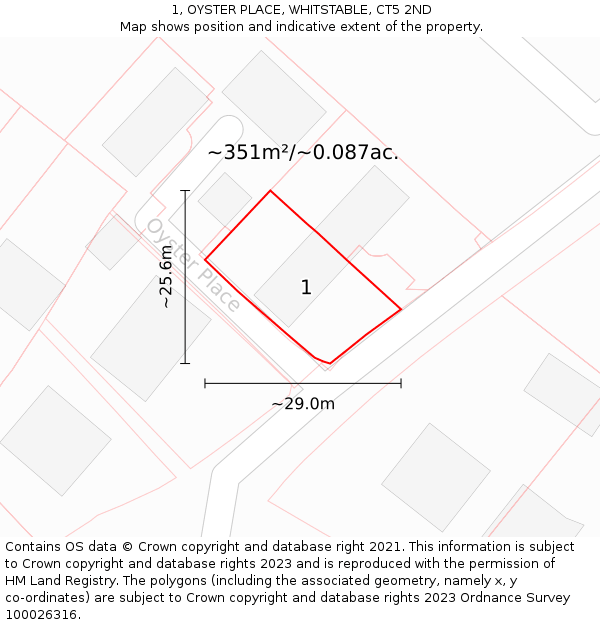 1, OYSTER PLACE, WHITSTABLE, CT5 2ND: Plot and title map