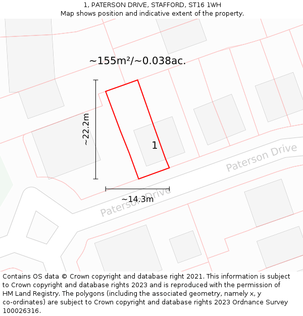 1, PATERSON DRIVE, STAFFORD, ST16 1WH: Plot and title map