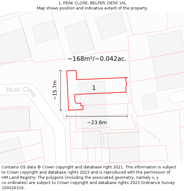 1, PEAK CLOSE, BELPER, DE56 1AL: Plot and title map