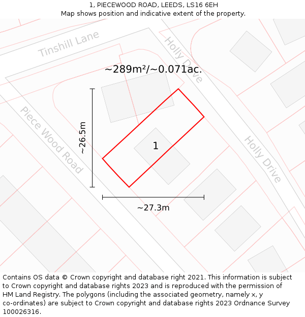 1, PIECEWOOD ROAD, LEEDS, LS16 6EH: Plot and title map