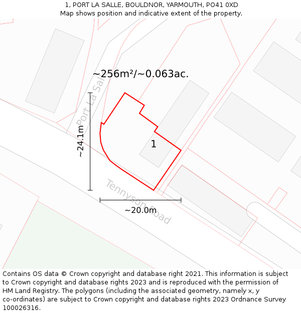 1, PORT LA SALLE, BOULDNOR, YARMOUTH, PO41 0XD: Plot and title map