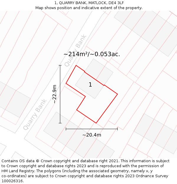 1, QUARRY BANK, MATLOCK, DE4 3LF: Plot and title map