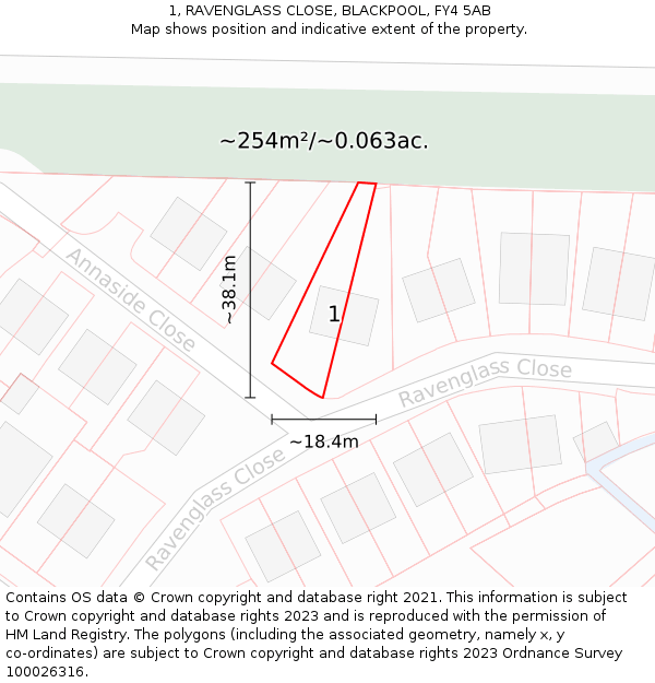 1, RAVENGLASS CLOSE, BLACKPOOL, FY4 5AB: Plot and title map
