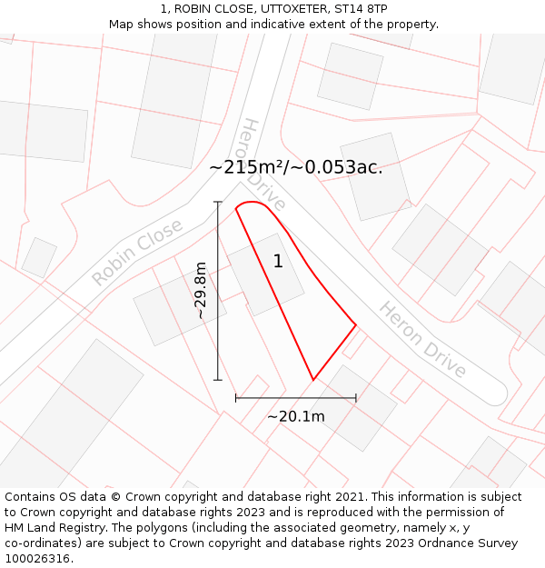 1, ROBIN CLOSE, UTTOXETER, ST14 8TP: Plot and title map