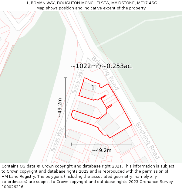 1, ROMAN WAY, BOUGHTON MONCHELSEA, MAIDSTONE, ME17 4SG: Plot and title map