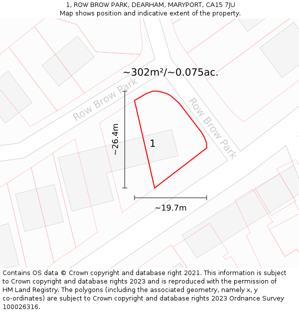 1, ROW BROW PARK, DEARHAM, MARYPORT, CA15 7JU: Plot and title map