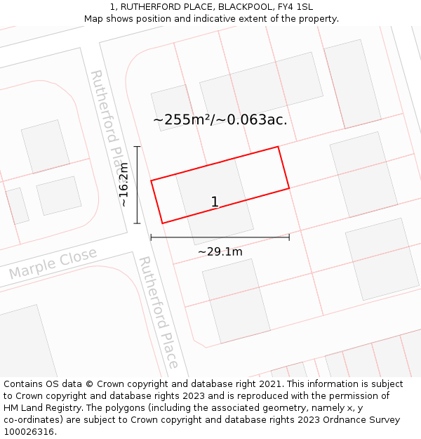 1, RUTHERFORD PLACE, BLACKPOOL, FY4 1SL: Plot and title map