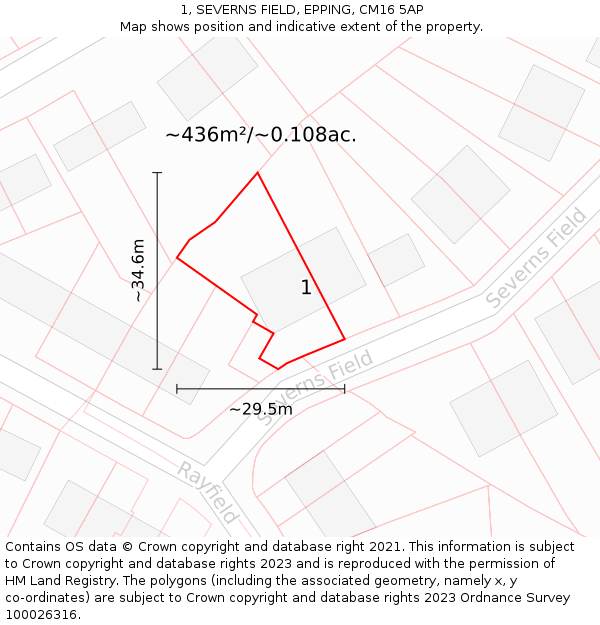 1, SEVERNS FIELD, EPPING, CM16 5AP: Plot and title map