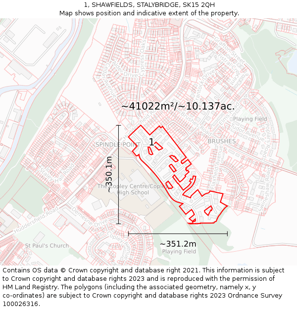 1, SHAWFIELDS, STALYBRIDGE, SK15 2QH: Plot and title map