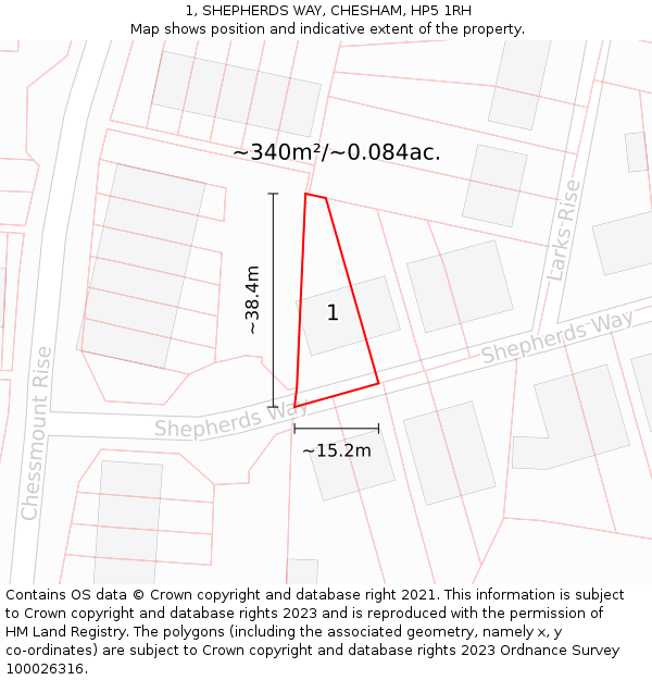 1, SHEPHERDS WAY, CHESHAM, HP5 1RH: Plot and title map