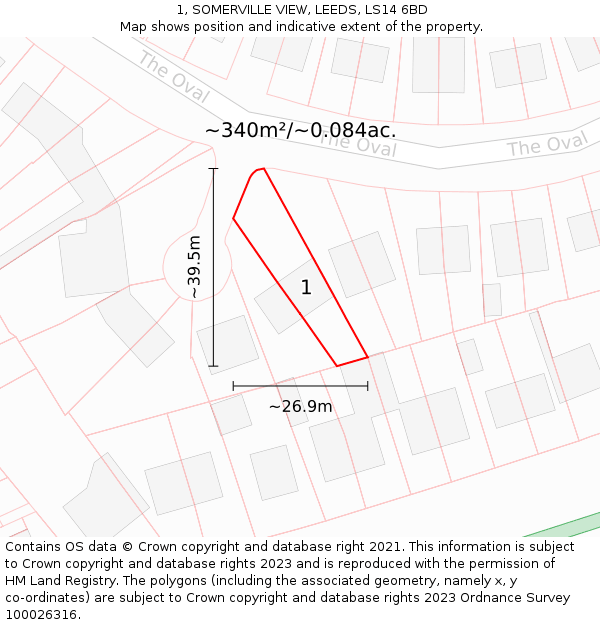 1, SOMERVILLE VIEW, LEEDS, LS14 6BD: Plot and title map