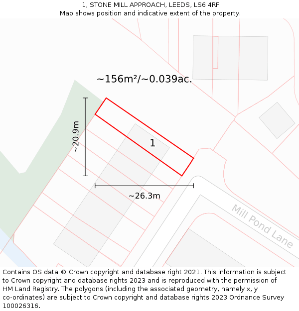 1, STONE MILL APPROACH, LEEDS, LS6 4RF: Plot and title map