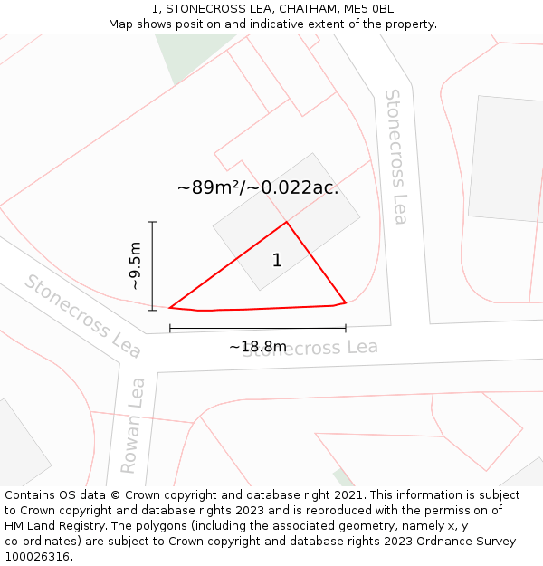 1, STONECROSS LEA, CHATHAM, ME5 0BL: Plot and title map