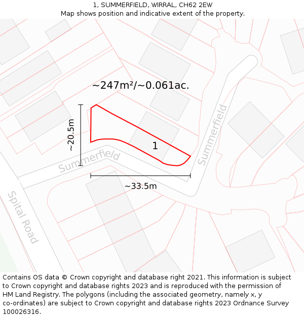 1, SUMMERFIELD, WIRRAL, CH62 2EW: Plot and title map