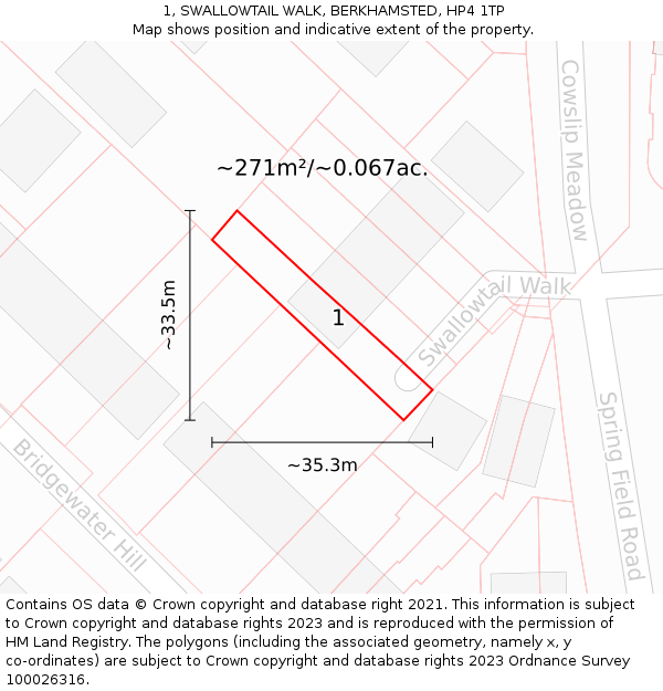 1, SWALLOWTAIL WALK, BERKHAMSTED, HP4 1TP: Plot and title map