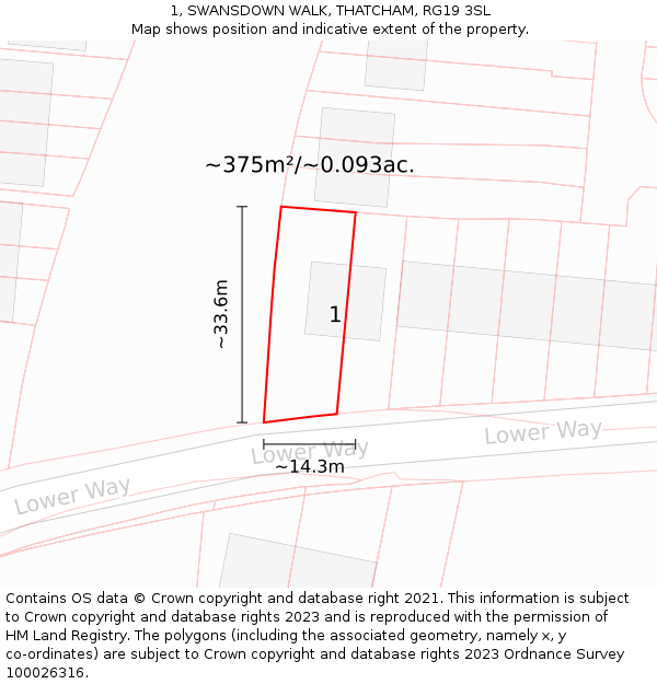 1, SWANSDOWN WALK, THATCHAM, RG19 3SL: Plot and title map