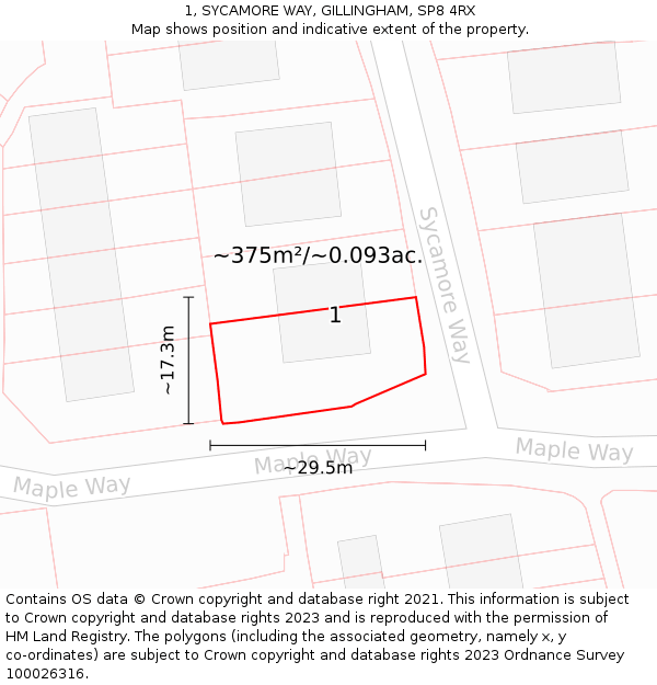 1, SYCAMORE WAY, GILLINGHAM, SP8 4RX: Plot and title map