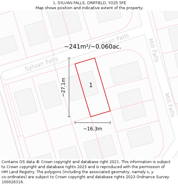 1, SYLVAN FALLS, DRIFFIELD, YO25 5FE: Plot and title map