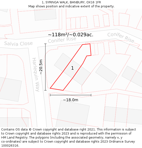 1, SYRINGA WALK, BANBURY, OX16 1FR: Plot and title map