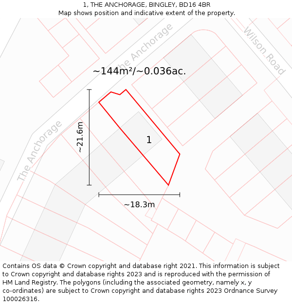 1, THE ANCHORAGE, BINGLEY, BD16 4BR: Plot and title map