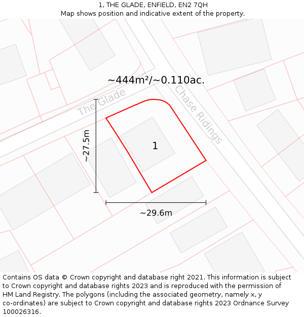 1, THE GLADE, ENFIELD, EN2 7QH: Plot and title map