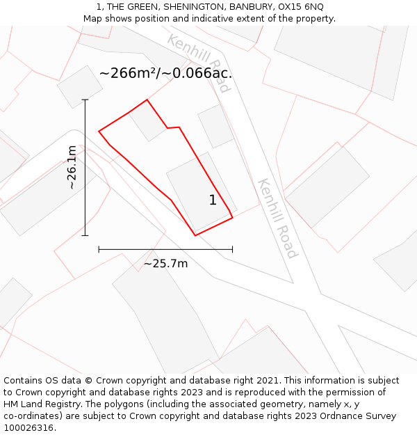 1, THE GREEN, SHENINGTON, BANBURY, OX15 6NQ: Plot and title map