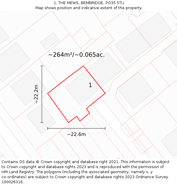 1, THE MEWS, BEMBRIDGE, PO35 5TU: Plot and title map
