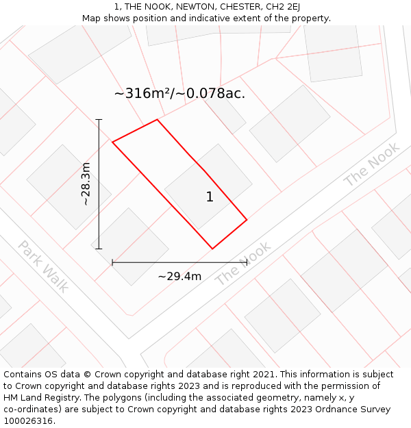 1, THE NOOK, NEWTON, CHESTER, CH2 2EJ: Plot and title map