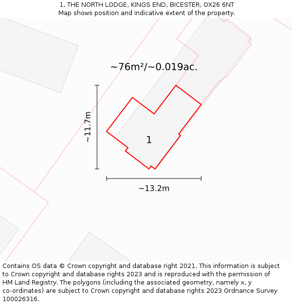 1, THE NORTH LODGE, KINGS END, BICESTER, OX26 6NT: Plot and title map