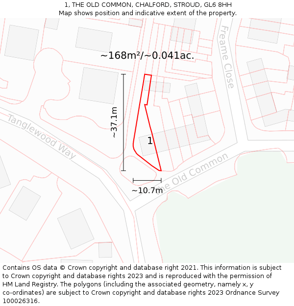 1, THE OLD COMMON, CHALFORD, STROUD, GL6 8HH: Plot and title map