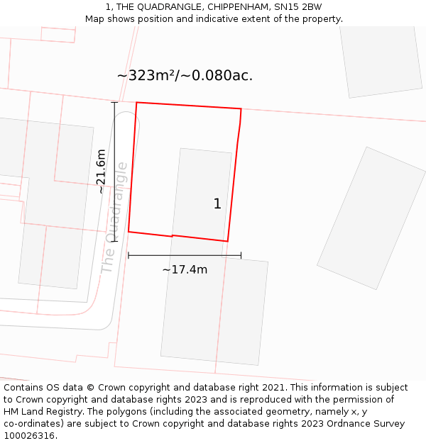 1, THE QUADRANGLE, CHIPPENHAM, SN15 2BW: Plot and title map