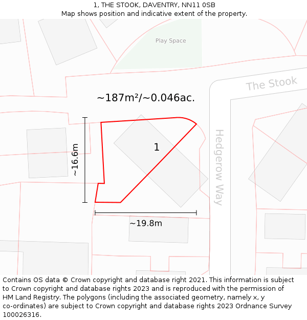 1, THE STOOK, DAVENTRY, NN11 0SB: Plot and title map