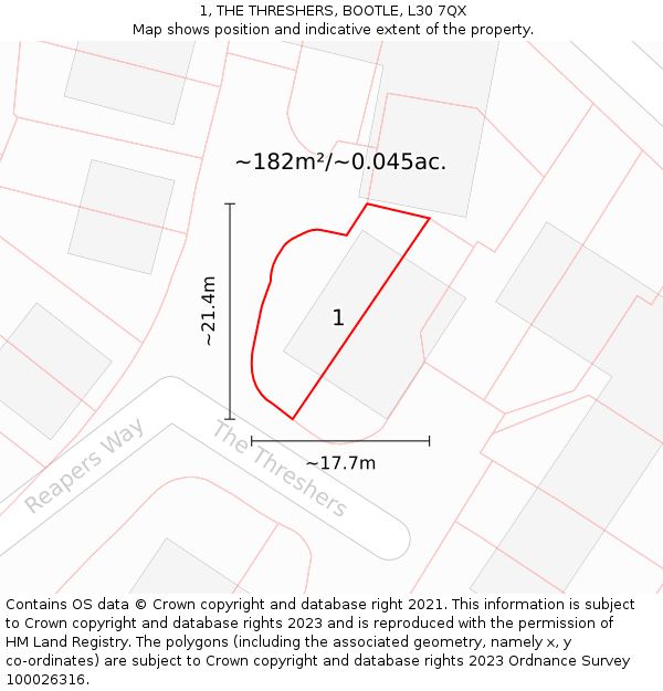 1, THE THRESHERS, BOOTLE, L30 7QX: Plot and title map
