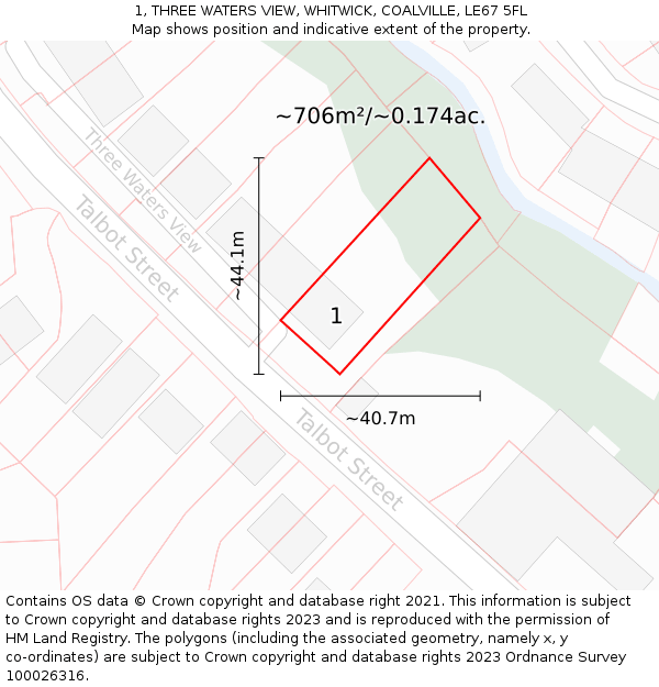 1, THREE WATERS VIEW, WHITWICK, COALVILLE, LE67 5FL: Plot and title map