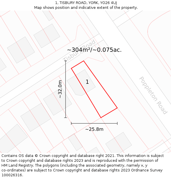1, TISBURY ROAD, YORK, YO26 4UJ: Plot and title map