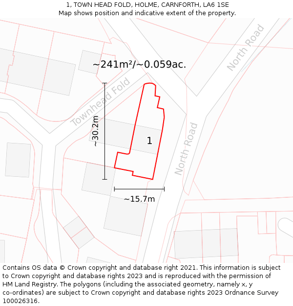 1, TOWN HEAD FOLD, HOLME, CARNFORTH, LA6 1SE: Plot and title map